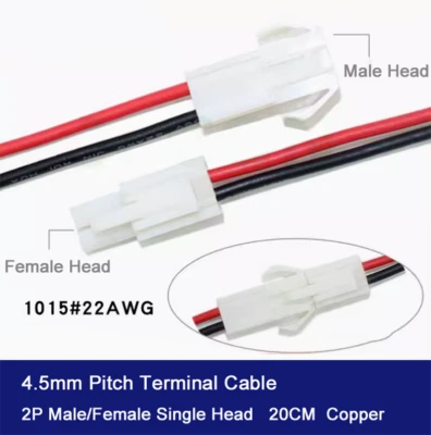 4,5 mm Klemmenkabel 2P Stecker/Buchse Einzelkopf Paar Stecker Draht 20 cm Kupfer - Bild 1 von 3