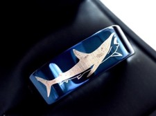 Shark Blue Tungsten Ring, Wedding Bands, Blue Tungsten Ring, Mens Wedding Bands,