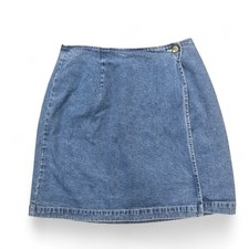 Eddie Bauer Vintage Medium Wash Denim Wrap Mini Skirt Size 6