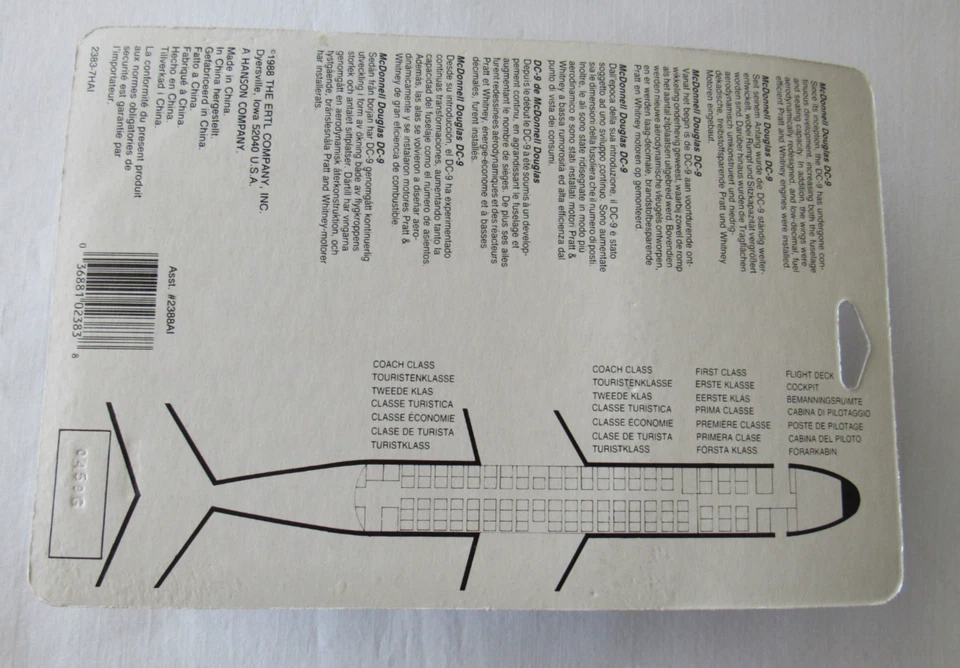 AVIÓN MODELO JET TRAN ALITALIA DC-9 VINTAGE, 1988, NUEVO EN PAQUETE Foto 2 de 3