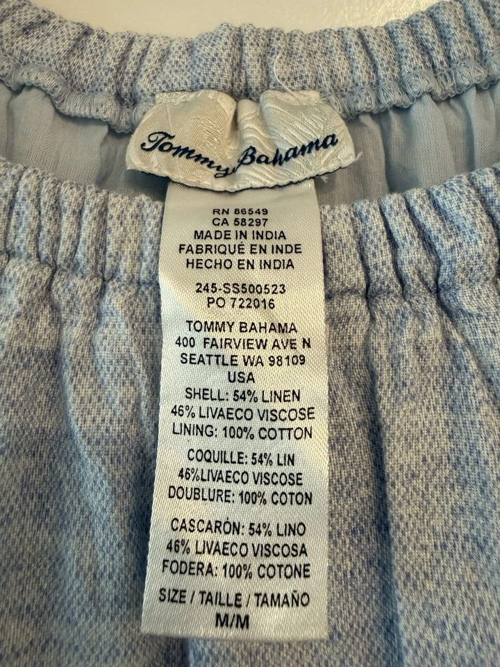 Tommy Bahama Women's Blue Floral Palm Tree Sleeveless Dress Ruffle Round Neck M - Image 3 of 3