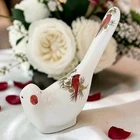 Vtg Fenton Milk Glass Long Tail Bird Hand Painted w/Cardinals Signed J. Brown EC