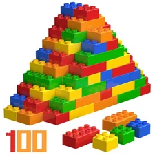 100PCS Big Building Blocks Set for Kids Ages 3-6, Compatible Stacking Toys