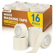 16 Rolls White Masking Tape 2 Inch Wide, 2 Inch X 55 Yard Masking Tape Bulk