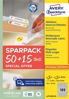 Avery Zweckform Universal-Etiketten, 63,5 X 29,6 Mm, 50+15Bl