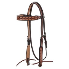 Showman Argentina Cow Leather Browband Headstall w/ Barbwire Tooling