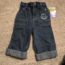 Vintage Disney Winnie the Pooh Unisex Baby Cargo Pants 18M Dark Blue Denim