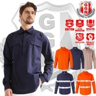 Closed Front Work Shirt Long Sleeve, Light Cotton Drill, Pullover Style, Hi Vis