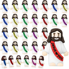 30 Pcs Little Jesus Figures, Jesus Love You Mini Rubber Jesu Figure Bulk 5 Color