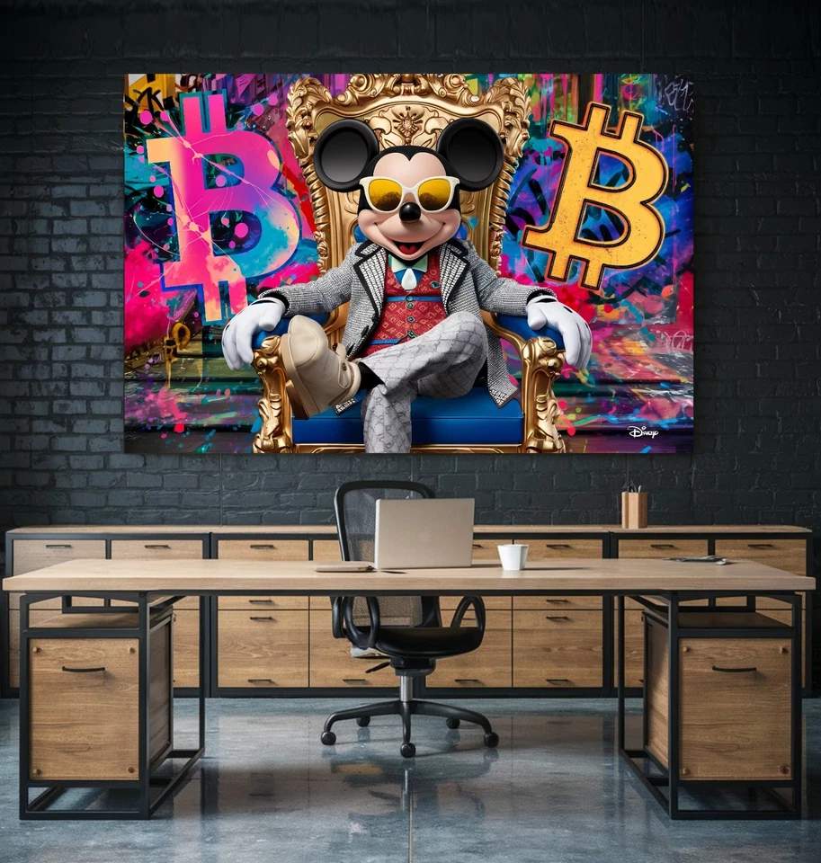 XXL LEINWAND BILD ER BIS 170x110x5 DISNEY MICKY-MAUS B-COIN COMIC LUXUS WANDBILD - Bild 2 von 2