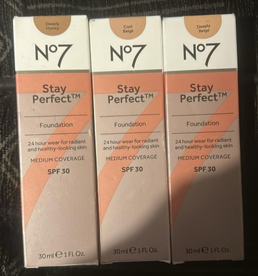 3x NO7 Stay Liquid Foundation SPF30 30ml Cool Beige /DeeplyHoney/Deeply Beige