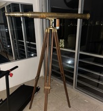 Brass Telescope with Wood Tripod