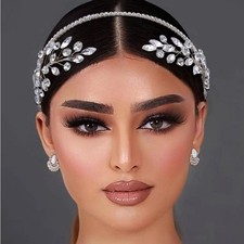 Rhinestone Leaf Decor Double Layer Headband NWT Wedding Crystal Hair Accessory
