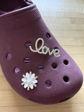 Love  Jewel Rhinestone Shoe Charms Crocs Compatible Luxury 2 Piece Set