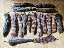 Raccoon Tail Key Ring  Chain Real Raccoon Fur 11.5" Long DYED COLORS