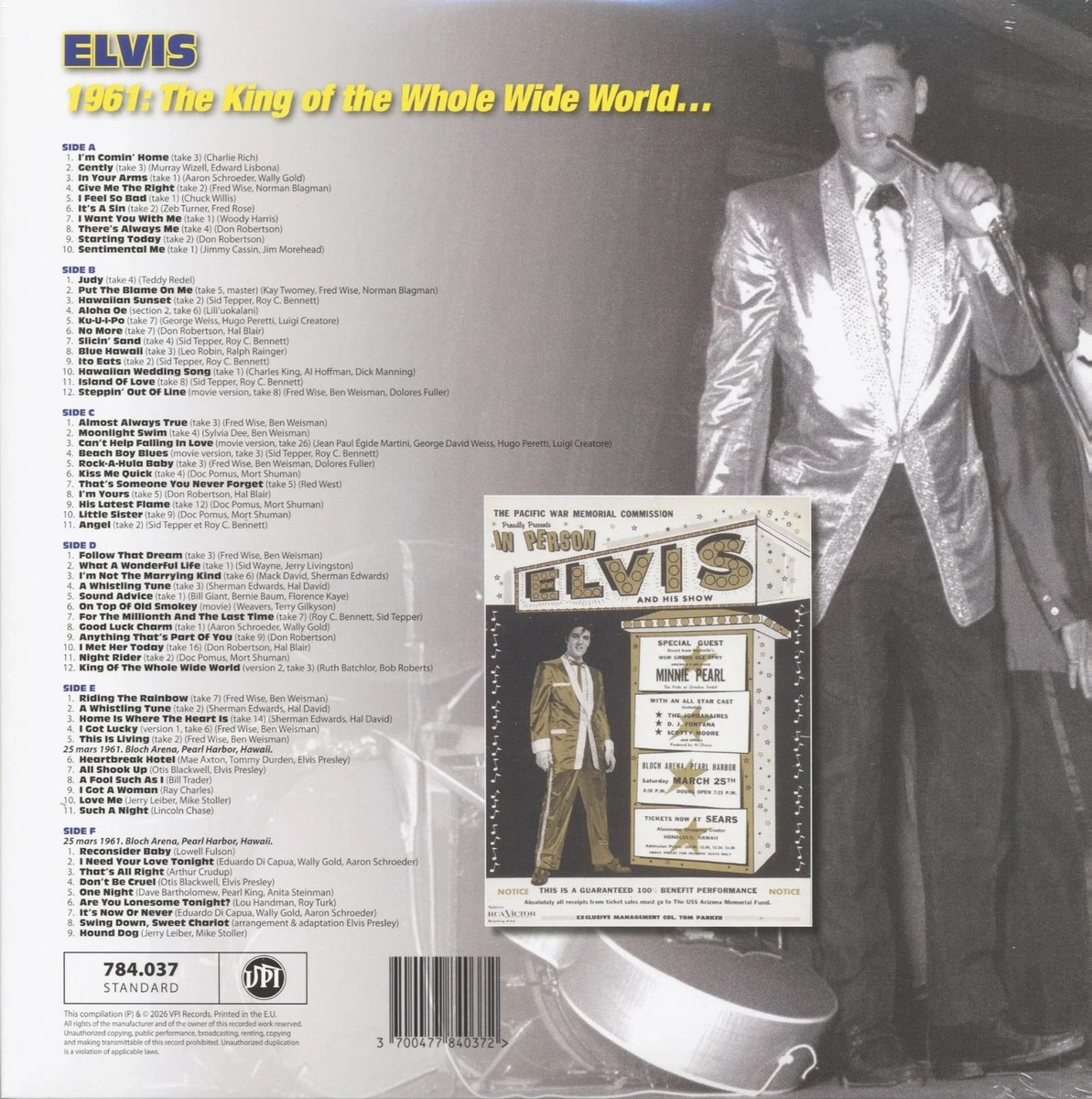 ELVIS PRESLEY 1961: KING OF WHOLE WILD WORLD 3LP BLUE YELLOW