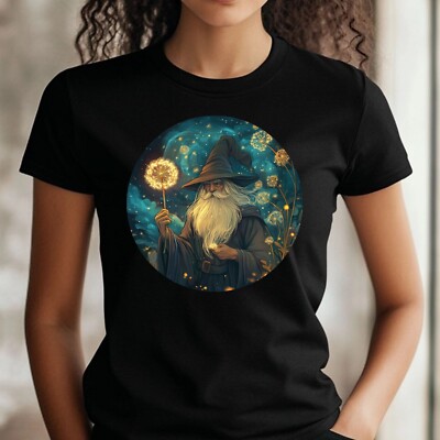 Frauen T-Shirt Zauberer mit Löwenzahn Motiv Baumwolle Größe S bis 3XL
