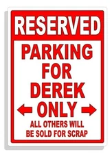 Personalized Parking Sign Wall Decal Metal Sign No Parking Customized for DEREK