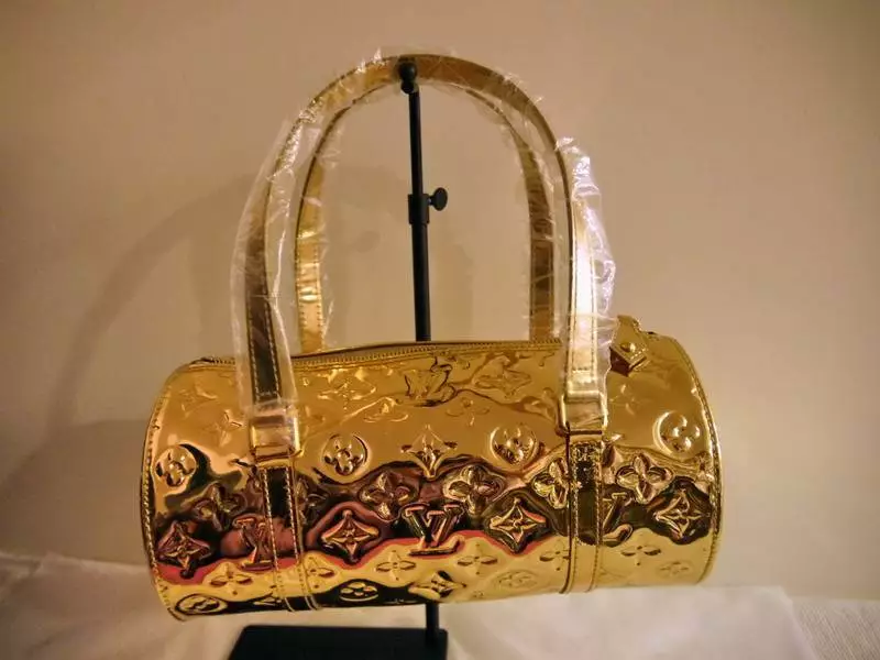 AUTHENTIC LOUIS VUITTON SHINING GOLD MIRROR MIRIOR PAPILLON BAG