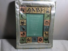 BABY BLESSING PHOTO FRAME New in box inside plastic Malco Metal Frame 4" by 6"