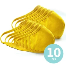 Face Masks yellow 3 layers cotton reusable washable Cloth Mask unisex 10 pcs