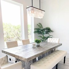 Pottery Barn Gemma Glass Crystal Rectangle Chandelier Bronze