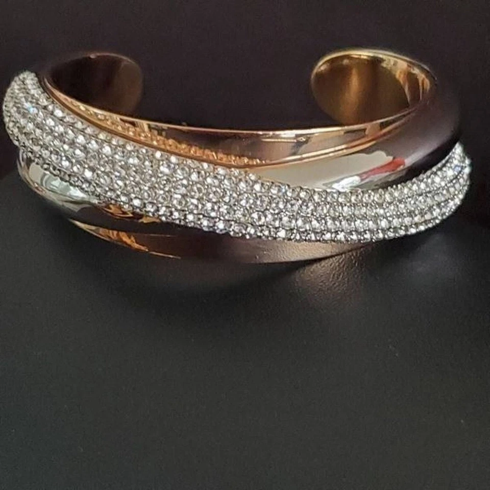 施华洛世奇镀金镀铑水晶波浪袖口尺寸 M 签名 — 第 2/4 张图片