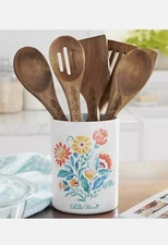 The Pioneer Woman Mazie Set 6-Piece Melamine Utensil Crock with Wood Tools