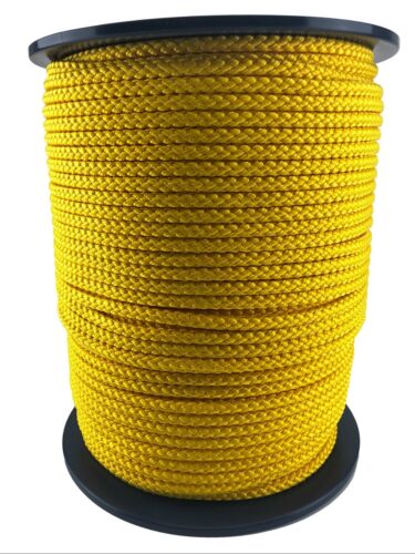 8mm Yellow Braided Polypropylene Poly Rope Cord Paracord Drawstring Sailing - Picture 1 of 8