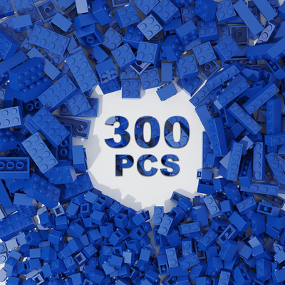 300 Pcs Classic Building Bricks, Blue Bulk Bricks,Compatible with Major Brands P