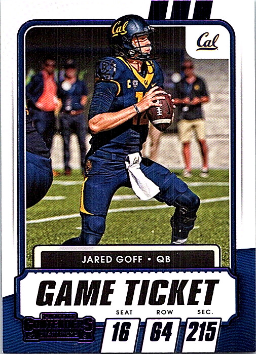 2021 Panini Contenders Draft Picks Purple Game Ticket #7 Jared Goff