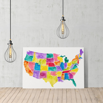 Decorative Canvas Print Design United States USA Map Wall Décor Ready To Hang 