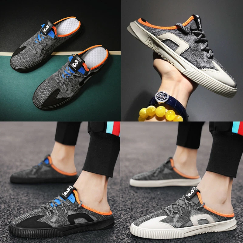 Summer Casual Shoes Mens Canvas Half Slippers Sneakers Breathable Flats Loafers