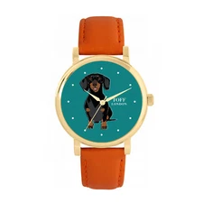 Toff London TLWS-50687 Ladies Black Dachshund Dog Watch