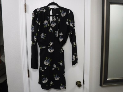 Lush Elly Floral Wrap Dress with Bell Sleeves L