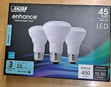 3 pack Feit Enhance 45 watts uses 5 watts R20 LED Bulbs dimmable Daylight 
