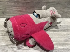 plush plane airplane PUFF pink gray With eyelashes blue eyes