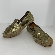 Marc By Marc Jacobs Gold Glitter Espadrille Shoes Sz 38 Slip On Flaws