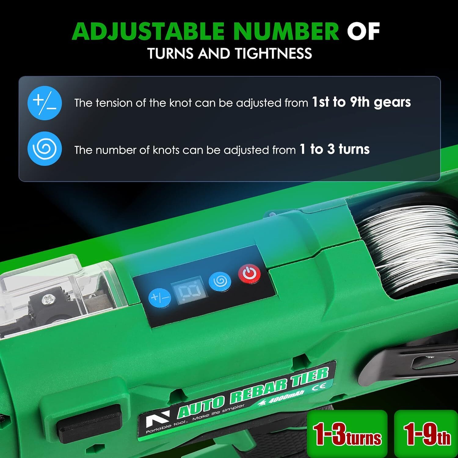 NEWTRY Automatic Rebar Tie Gun Pro 734mm Rebar Tier Tying Machine 0.3