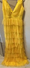 Fashion Nova Sweet Nothings Yellow  tiered Maxi Dress size L NWOT