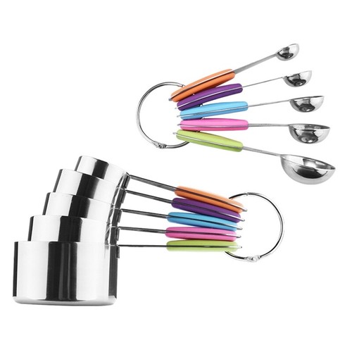 Stainless Steel Measuring Cups Spoons Set with Silicone Handle Storage - Picture 7 of 9