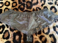 VTG VICTORIA'S SECRET SILK SATIN LACE HIGH CUT WAIST TAP PANTS PANTY L GRAY