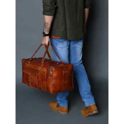 Men's Overnight Handmade Weekender Bag Leather Genuine Travel Duffel