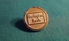 Vintage Railroad Uniform Coat Button Burlington Route Gold-Tone Brass Metal 7/8"
