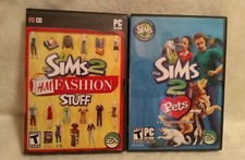 The Sims 2 H M Fashion Stuff Sims Pets Expansion PC Games CD-ROM Lot of 2 Used