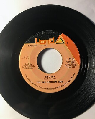 Five Man Electrical Band -Signs - Hello Melinda Goodbye - 45 RPM - Free USA Ship