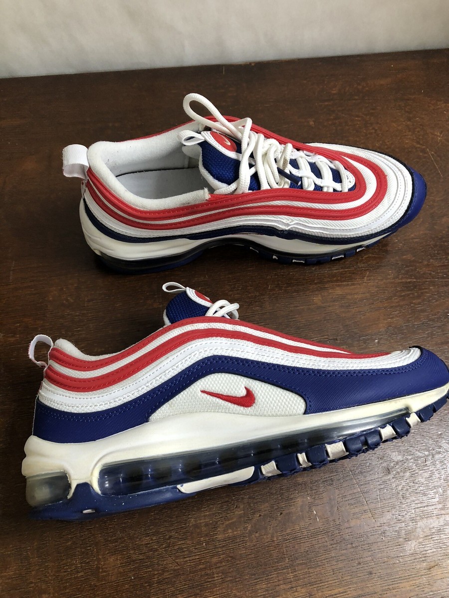 US 7Y NIKE AIR MAX (97) GS WHITE/UNIVERSITY RED BLACK/ UNIVERSITE ROGUE Amazon.com | Nike Youth Air Max 97 921522 028 Black Silver  main image 2