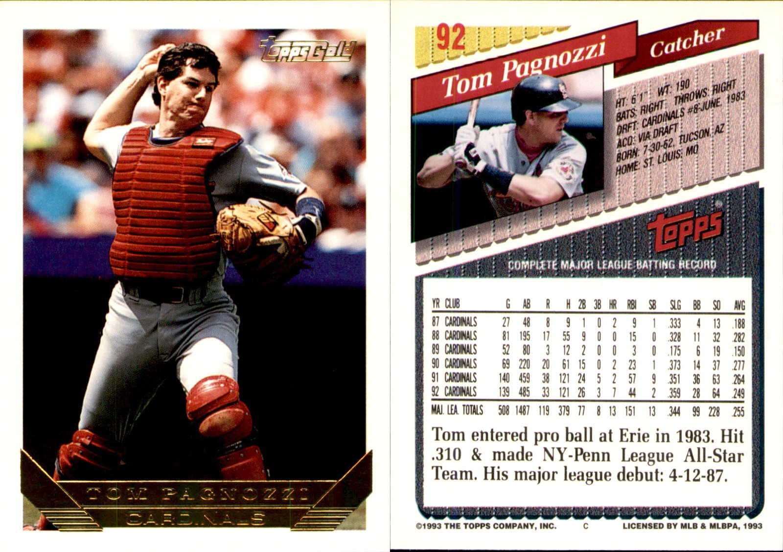 1993 Topps Baseball Gold You Pick Complete Your Set