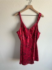 Vtg Delicate Woman Women  s Red Floral Satin Nightgown Lingerie Slip Dress Sz 1X