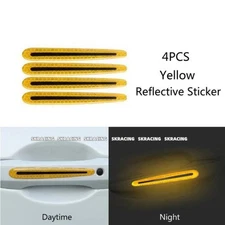 4*Reflective Strip Car Door Handle Safety Warning Sticker Decorative Trim Yellow